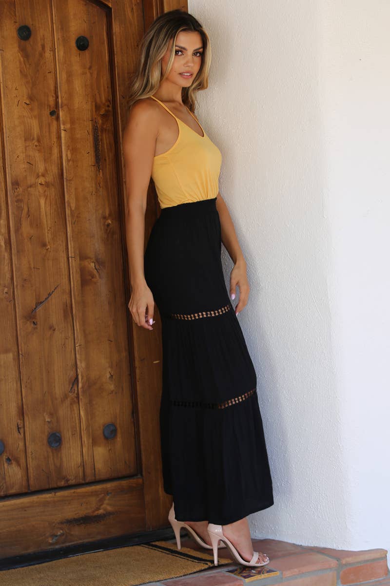 25R84-ASIS WIDE LEG PANTS WITH LACE INSERTS