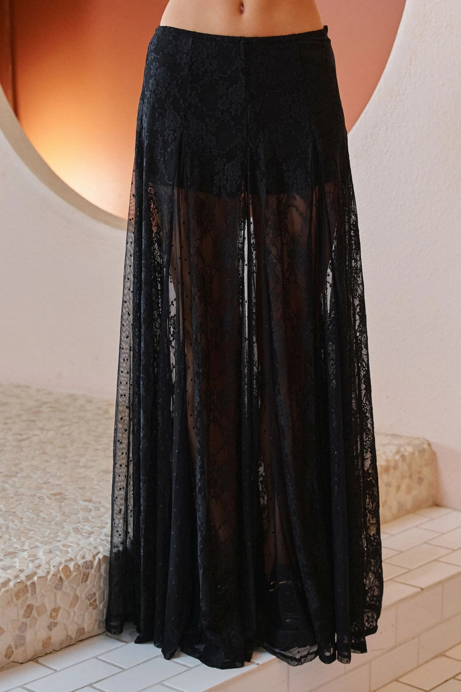 Sheer Lace Maxi Skirt