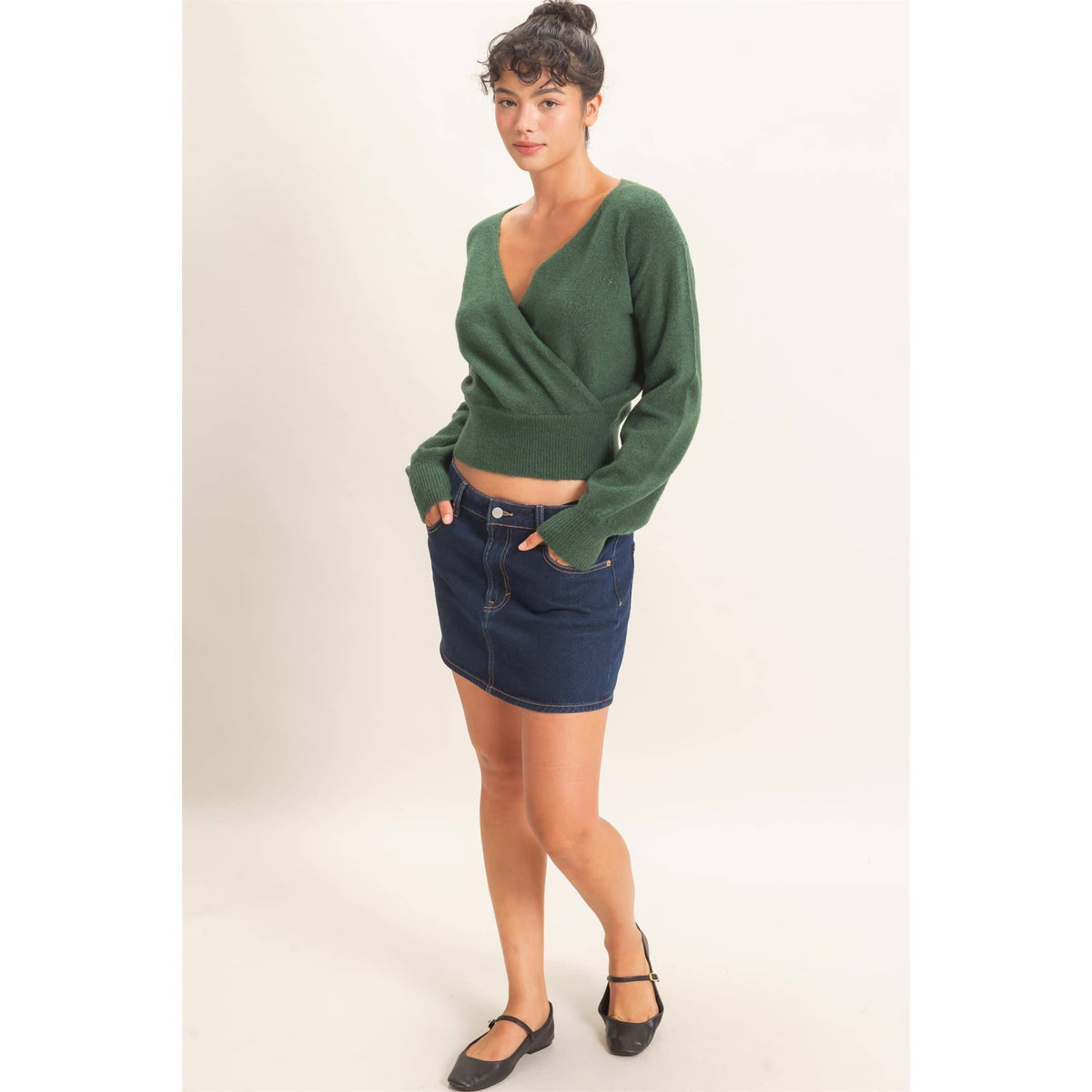 Wrap V Neck Sweater