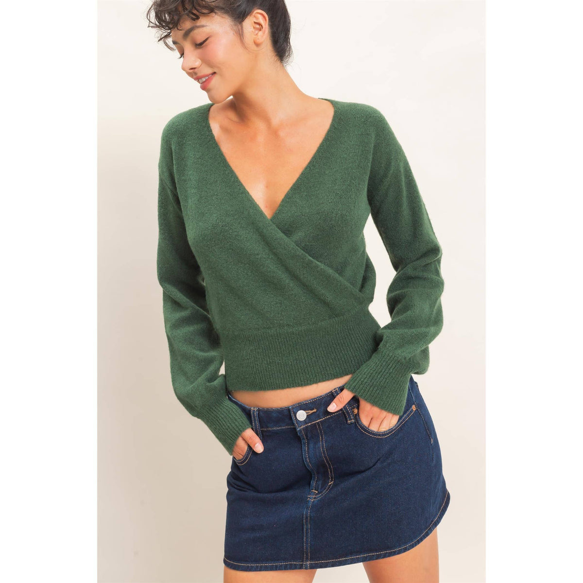 Wrap V Neck Sweater