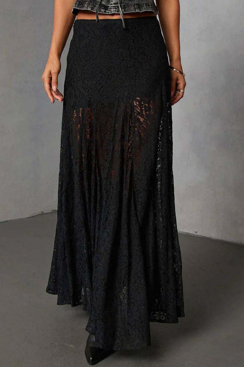 Sheer Lace Maxi Skirt