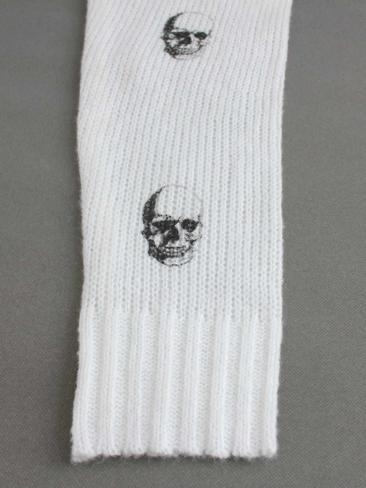 Halloween White/Black Skull Print Crew Lightweight Sweater