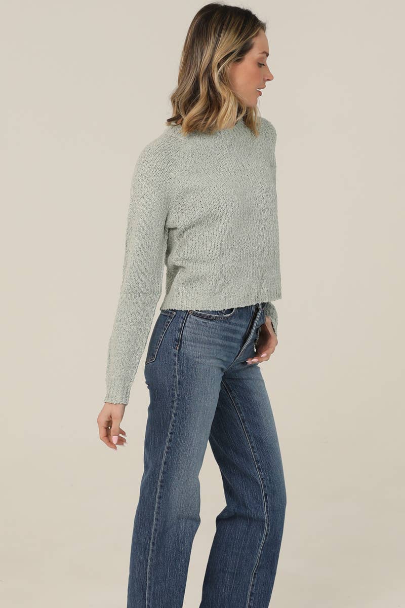 XHT62-ASIS SLUBBY KNIT RAGLAN SLEEVE PULLOVER SWEATER