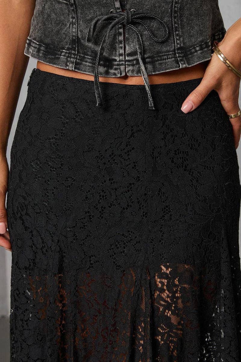 Sheer Lace Maxi Skirt