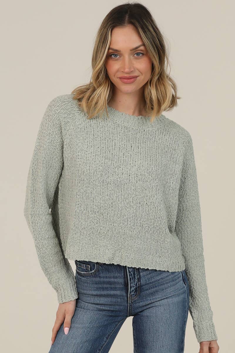 XHT62-ASIS SLUBBY KNIT RAGLAN SLEEVE PULLOVER SWEATER