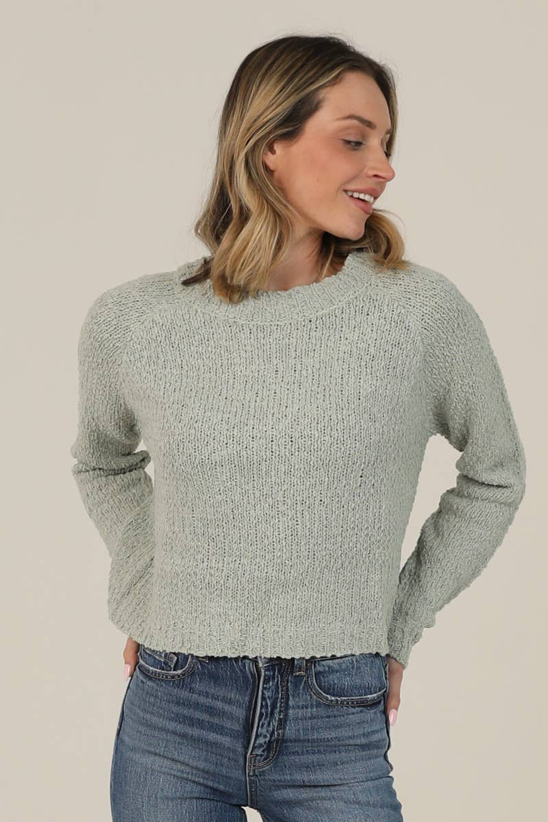 XHT62-ASIS SLUBBY KNIT RAGLAN SLEEVE PULLOVER SWEATER