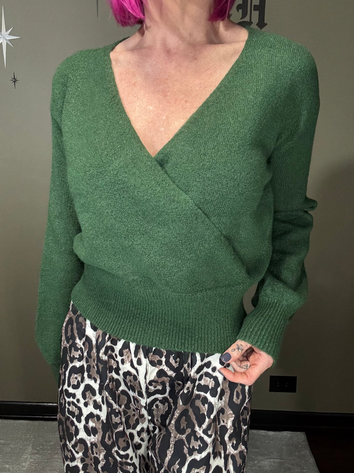 Wrap V Neck Sweater