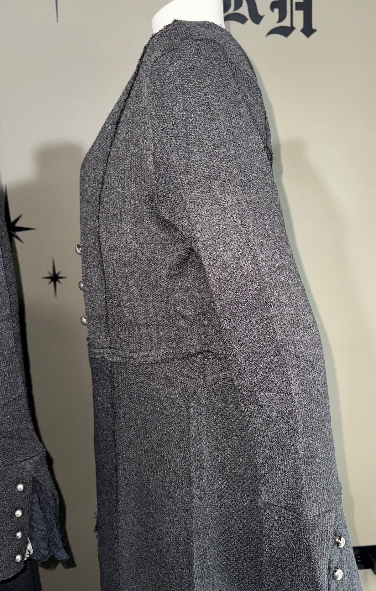 Lace Trim, Button-Detail Longline Cardigan/Jacket