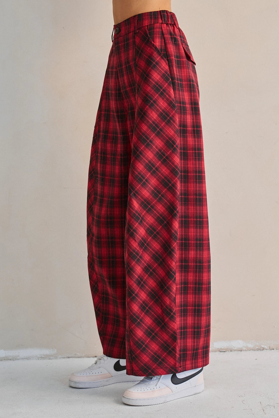 Retro Check Wide Leg Pants