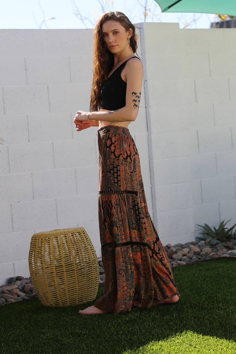 25R84-W909 WIDE LEG PANTS WITH LACE INSERTS