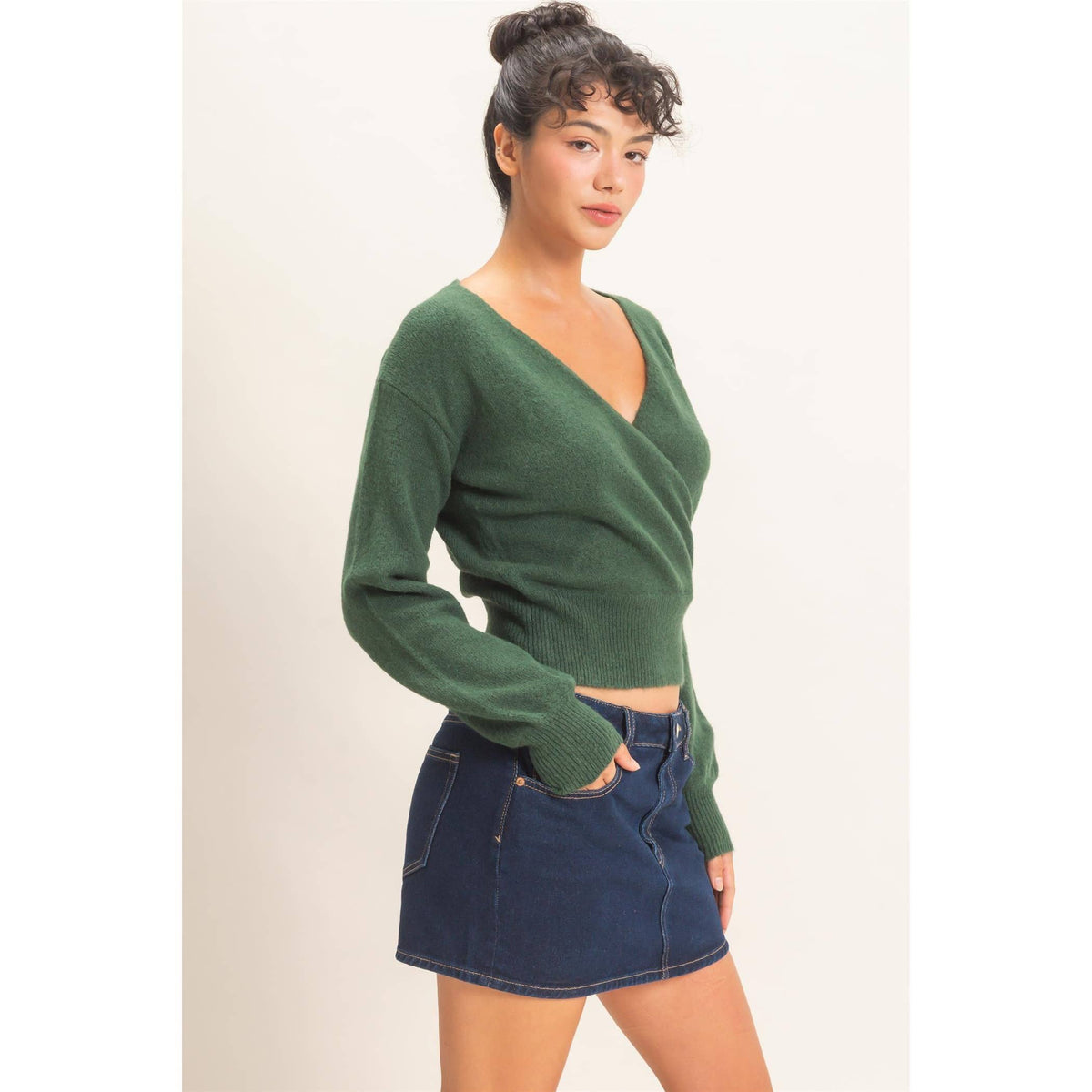 Wrap V Neck Sweater