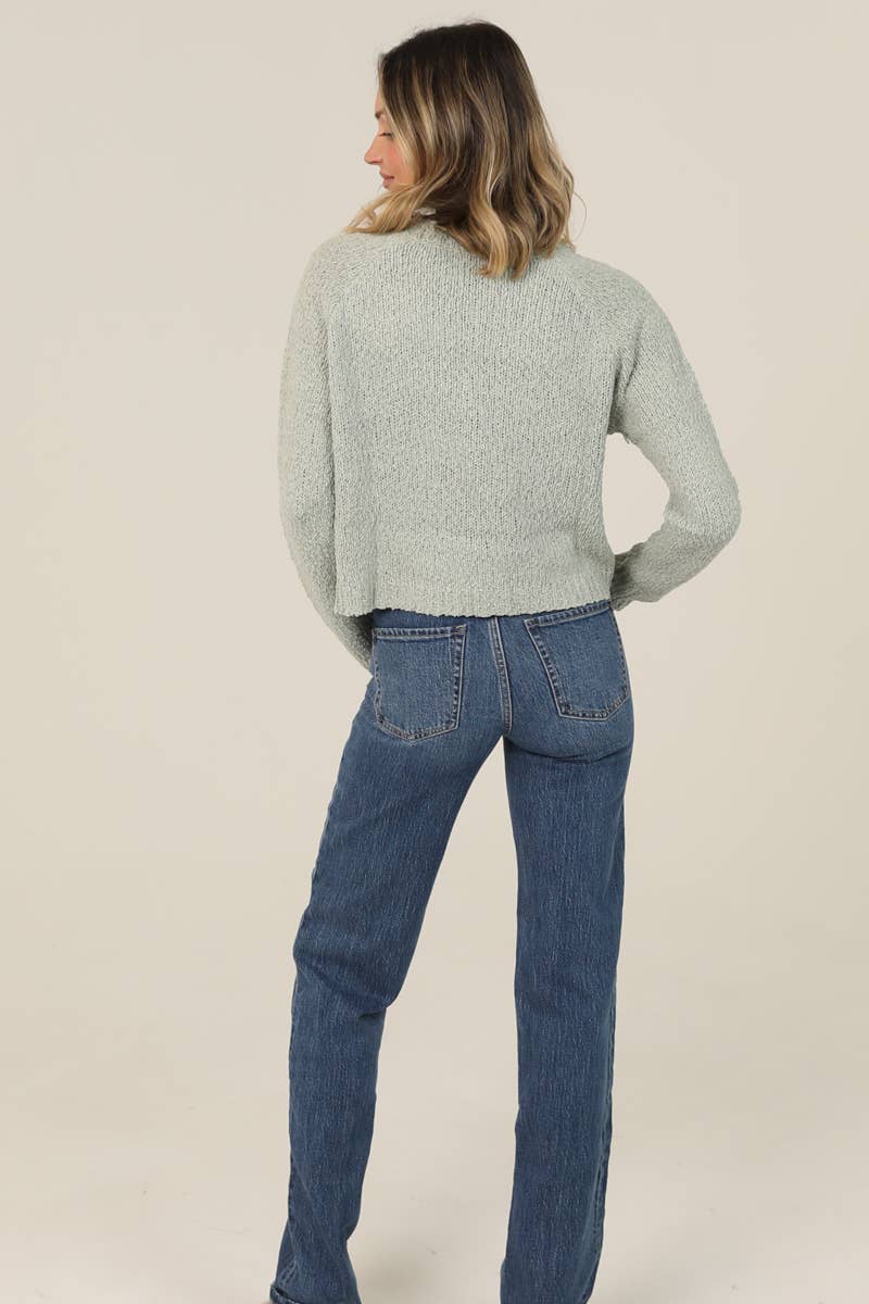 XHT62-ASIS SLUBBY KNIT RAGLAN SLEEVE PULLOVER SWEATER