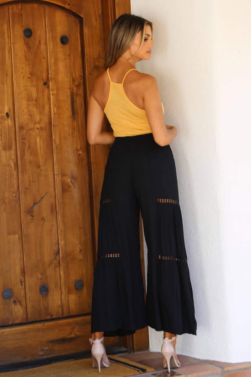 25R84-ASIS WIDE LEG PANTS WITH LACE INSERTS