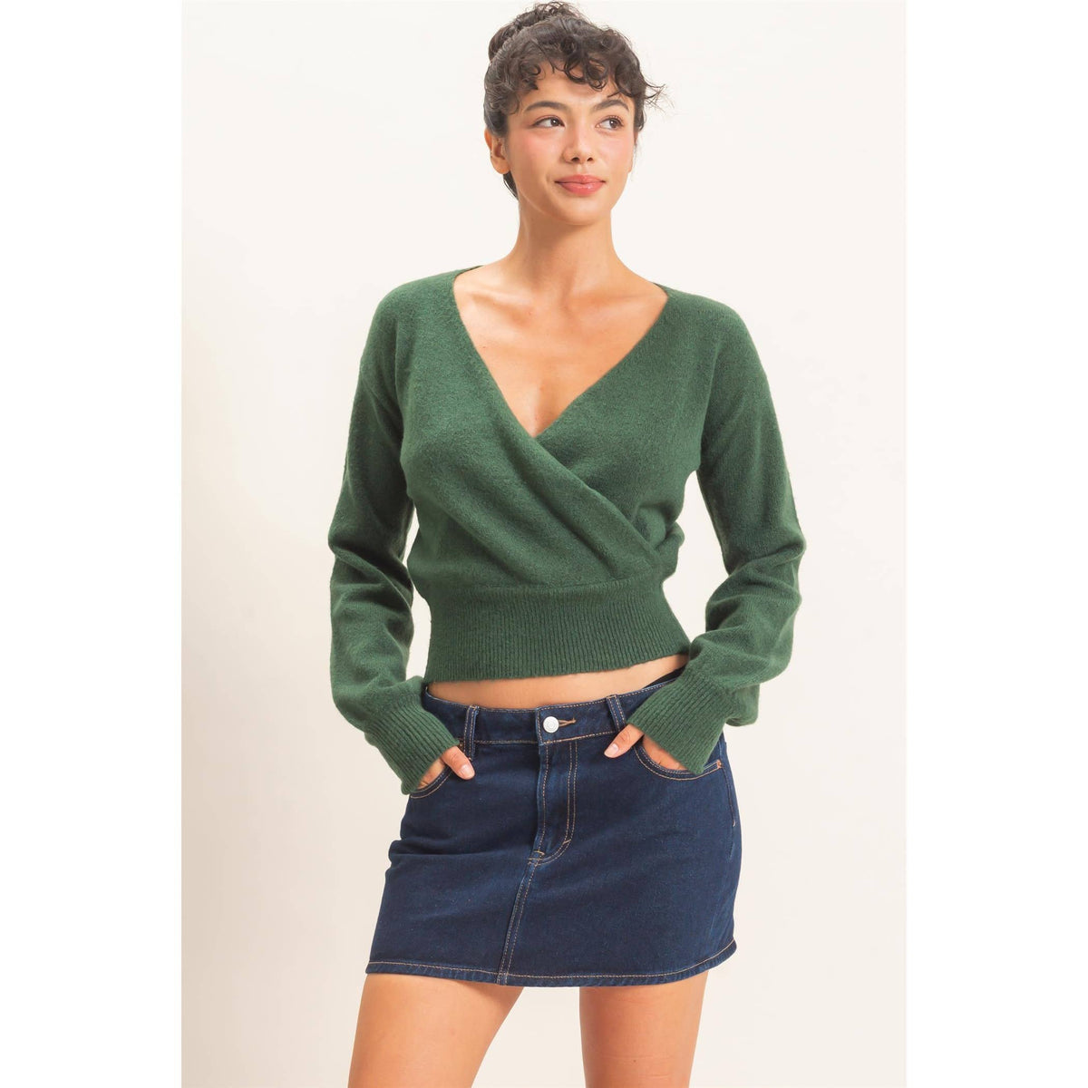 Wrap V Neck Sweater