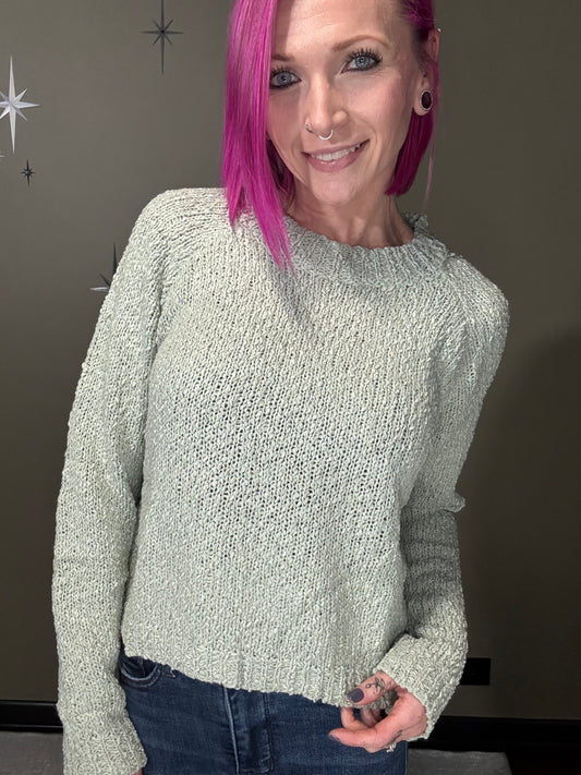 XHT62-ASIS SLUBBY KNIT RAGLAN SLEEVE PULLOVER SWEATER