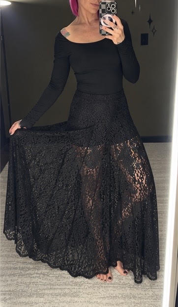 Sheer Lace Maxi Skirt